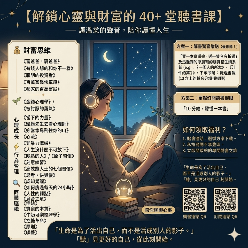 解鎖心靈與財富的 40+ 堂聽書課